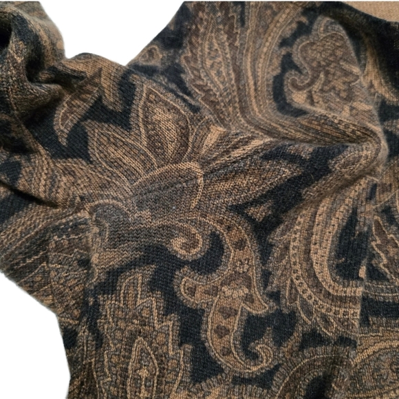 LRL Ralph Lauren~Brown Paisley~Lagenlook~Longsleeve Sweater~ ~CashmereSilk~SMALL - Picture 7 of 8